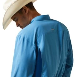 Ariat® Men's VentTEK™ Outbound Cendre Blue Button Down Shirt 10043422 -ARIAT Cowboy Gear S23 MNS WEST 10043422 detail01