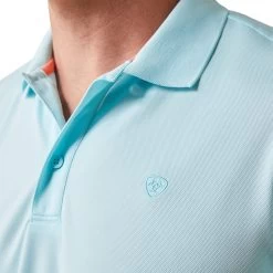 Ariat® Men's AriatTEK Light Turquoise Short Sleeve Polo Shirt 10043505 -ARIAT Cowboy Gear S23 MNS WEST 10043505 detail01