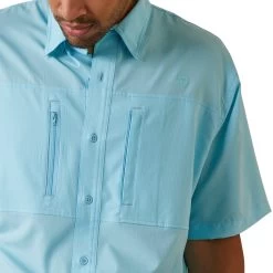 Ariat® Men's VentTEK™ Cenote Aqua Button Down Shirt 10043511 -ARIAT Cowboy Gear S23 MNS WEST 10043511 detail02