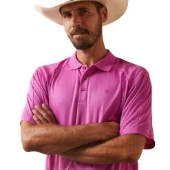 Ariat® Men's AC Dark Orchid Pink Polo Shirt 10043516 9 Ariat® Men's AC Dark Orchid Pink Polo Shirt 10043516 -ARIAT Cowboy Gear S23 MNS WEST 10043516 detail01