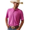 Ariat® Men's AC Dark Orchid Pink Polo Shirt 10043516 -ARIAT Cowboy Gear S23 MNS WEST 10043516 front