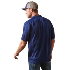 Ariat® Men's Cloudburst Blue AC Polo Shirt 10043518 -ARIAT Cowboy Gear S23 MNS WEST 10043518 back