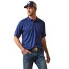 Ariat® Men's Cloudburst Blue AC Polo Shirt 10043518 -ARIAT Cowboy Gear S23 MNS WEST 10043518 front