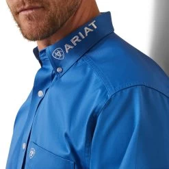 Ariat® Men's Team Logo Twill Campanula Blue Button Down Shirt 10043568 -ARIAT Cowboy Gear S23 MNS WEST 10043568 detail03