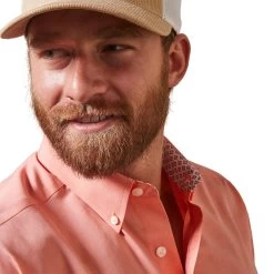 Ariat® Men's Wrinkle Free Solid Peach Pink Button Down Shirt 10043584 9 Ariat® Men's Wrinkle Free Solid Peach Pink Button Down Shirt 10043584 -ARIAT Cowboy Gear S23 MNS WEST 10043584 detail01