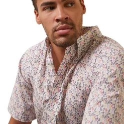 Ariat® Men's Danon Beverage Print White Button Down Shirt 10043760 -ARIAT Cowboy Gear S23 MNS WEST 10043760 detail01