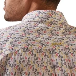 Ariat® Men's Danon Beverage Print White Button Down Shirt 10043760 -ARIAT Cowboy Gear S23 MNS WEST 10043760 detail02