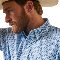 Ariat® Men's Team Syed Diamond Print White Button Down Shirt 10043854 -ARIAT Cowboy Gear S23 MNS WEST 10043854 detail02