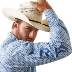 Ariat® Men's Team Syed Diamond Print White Button Down Shirt 10043854 -ARIAT Cowboy Gear S23 MNS WEST 10043854 detail03