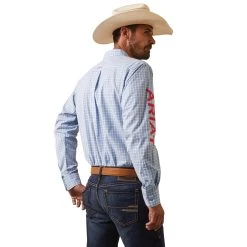 Ariat® Men's Team Hylton Long Sleeve Teal Button Down Shirt 10043875 -ARIAT Cowboy Gear S23 MNS WEST 10043875 back