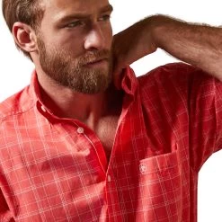 Ariat® Men's Pro Daniel Cayenne Red Button Down Shirt 10043911 9 Ariat® Men's Pro Daniel Cayenne Red Button Down Shirt 10043911 -ARIAT Cowboy Gear S23 MNS WEST 10043911 detail01