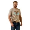 Ariat® Men's Surf & Turf Western Aloha Oatmeal Heather Tee 10044012 -ARIAT Cowboy Gear S23 MNS WEST 10044012 front