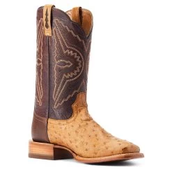 Ariat Men's Broncy Antique Saddle Full QuillSquare Toe Boots 10044419 -ARIAT Cowboy Gear S23 MNS WEST 10044419 medial