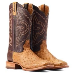Ariat Men's Broncy Antique Saddle Full QuillSquare Toe Boots 10044419 -ARIAT Cowboy Gear S23 MNS WEST 10044419 pair