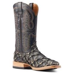 Ariat® Men's Deep Water Exotic Distressed Black Western Boots 10044420 -ARIAT Cowboy Gear S23 MNS WEST 10044420 medial