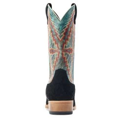 Ariat® Men's Futurity Showman Black Roughout & Roaring Turquoise Western Boots 10044498 -ARIAT Cowboy Gear S23 MNS WEST 10044498 heel