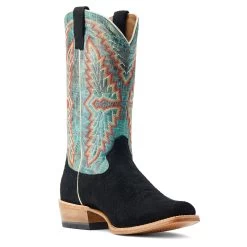 Ariat® Men's Futurity Showman Black Roughout & Roaring Turquoise Western Boots 10044498 -ARIAT Cowboy Gear S23 MNS WEST 10044498 medial