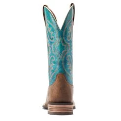 Ariat Men's Ricochet Lightweight Tan & Teal Western Boot 10044568 -ARIAT Cowboy Gear S23 MNS WEST 10044568 heel