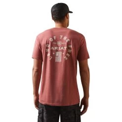 Ariat® Men's Land Of The Free Red Clay Heather T-Shirt 10044744 -ARIAT Cowboy Gear S23 MNS WEST 10044744 back