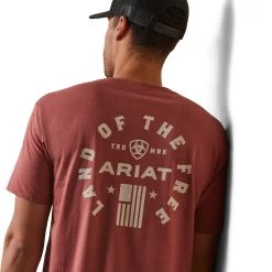 Ariat® Men's Land Of The Free Red Clay Heather T-Shirt 10044744 -ARIAT Cowboy Gear S23 MNS WEST 10044744 detail02