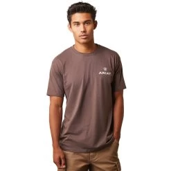 Ariat® Men's Patch Brown Heather Graphic T-Shirt 10044758 7 Ariat® Men's Patch Brown Heather Graphic T-Shirt 10044758 -ARIAT Cowboy Gear S23 MNS WEST 10044758 front
