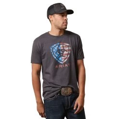 Ariat® Men's American Shield Charcoal Heather T-Shirt 10044763