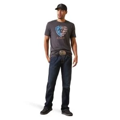 Ariat® Men's American Shield Charcoal Heather T-Shirt 10044763 -ARIAT Cowboy Gear S23 MNS WEST 10044763 full