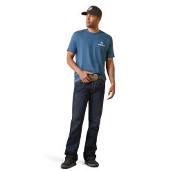 Ariat® Men's Land Of The Free Steel Blue Heather T-Shirt 10044765 -ARIAT Cowboy Gear S23 MNS WEST 10044765 full