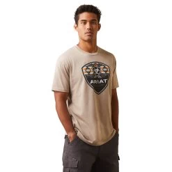 Ariat® Men's Geo Fill Oatmeal Beige Graphic T-Shirt 10044769
