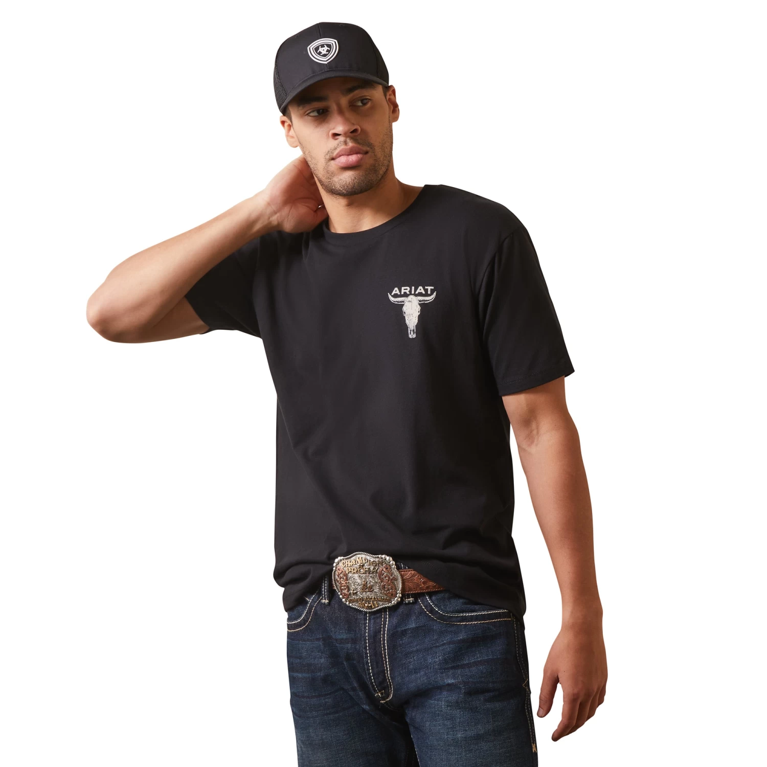 Ariat® Men's Steer Skull Flag Black Graphic T-Shirt 10044770 4 Ariat® Men's Steer Skull Flag Black Graphic T-Shirt 10044770 - Image 2