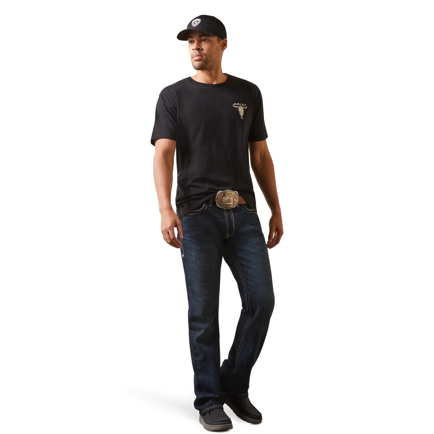 Ariat® Men's Steer Skull Flag Black Graphic T-Shirt 10044770 5 Ariat® Men's Steer Skull Flag Black Graphic T-Shirt 10044770 - Image 3