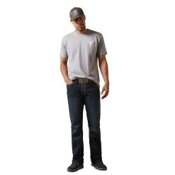 Ariat® Men's Steer Skull Flag Stone Grey Heather T-Shirt 10044771 -ARIAT Cowboy Gear S23 MNS WEST 10044771 full