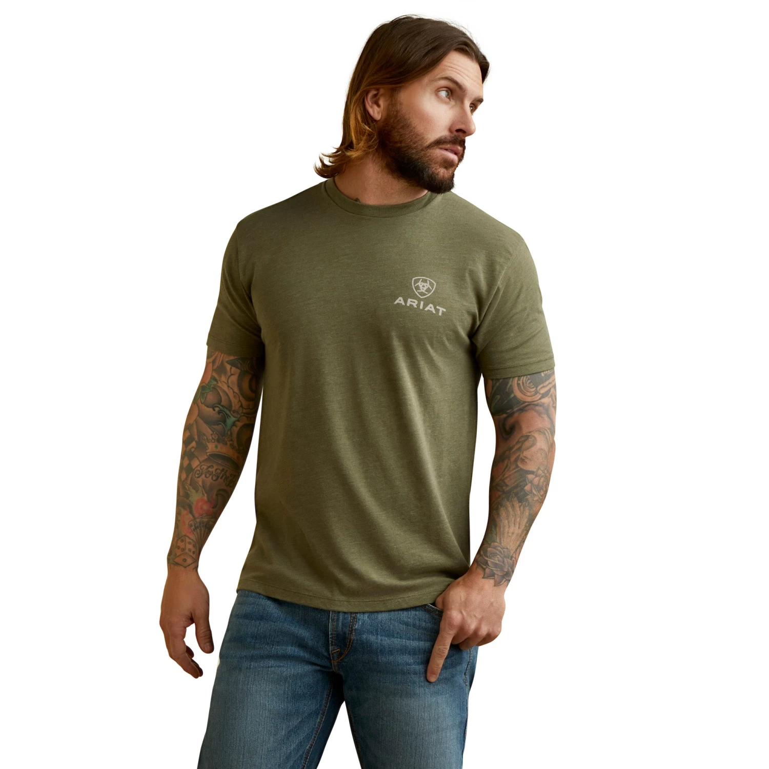 Ariat® Men's Fighting Eagle Military Heather Graphic T-Shirt 10044772 4 Ariat® Men's Fighting Eagle Military Heather Graphic T-Shirt 10044772 - Image 2