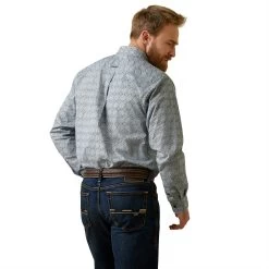 Ariat® Men's Orville Fitted Blue Button Down Shirt 10044870 -ARIAT Cowboy Gear S23 MNS WEST 10044870 back