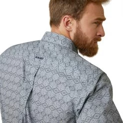 Ariat® Men's Orville Fitted Blue Button Down Shirt 10044870 -ARIAT Cowboy Gear S23 MNS WEST 10044870 detail03