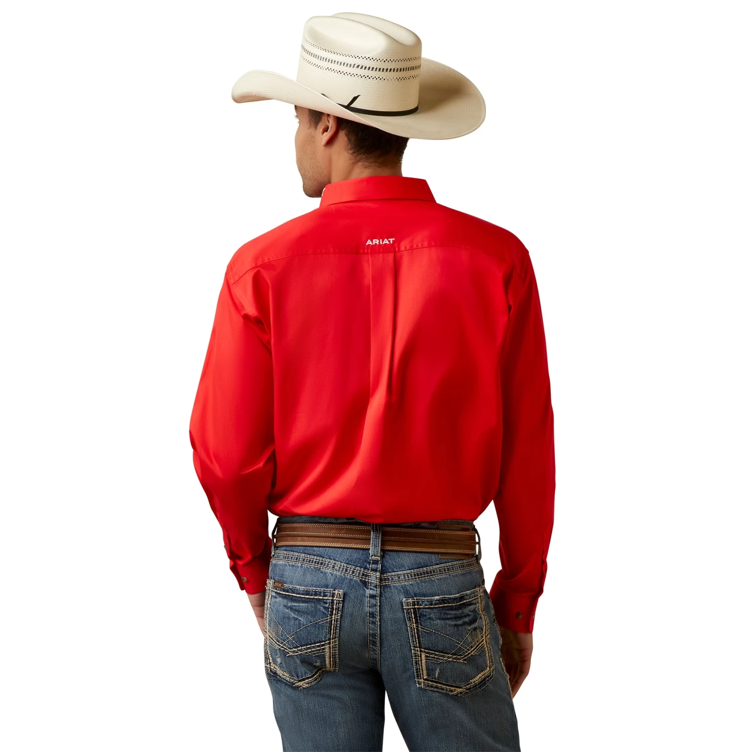 Ariat® Men's Team Logo Poppy Red Twill Button Down Shirt 10044942 4 Ariat® Men's Team Logo Poppy Red Twill Button Down Shirt 10044942 - Image 2