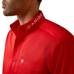 Ariat® Men's Team Logo Poppy Red Twill Button Down Shirt 10044942 10 Ariat® Men's Team Logo Poppy Red Twill Button Down Shirt 10044942 -ARIAT Cowboy Gear S23 MNS WEST 10044942 detail01