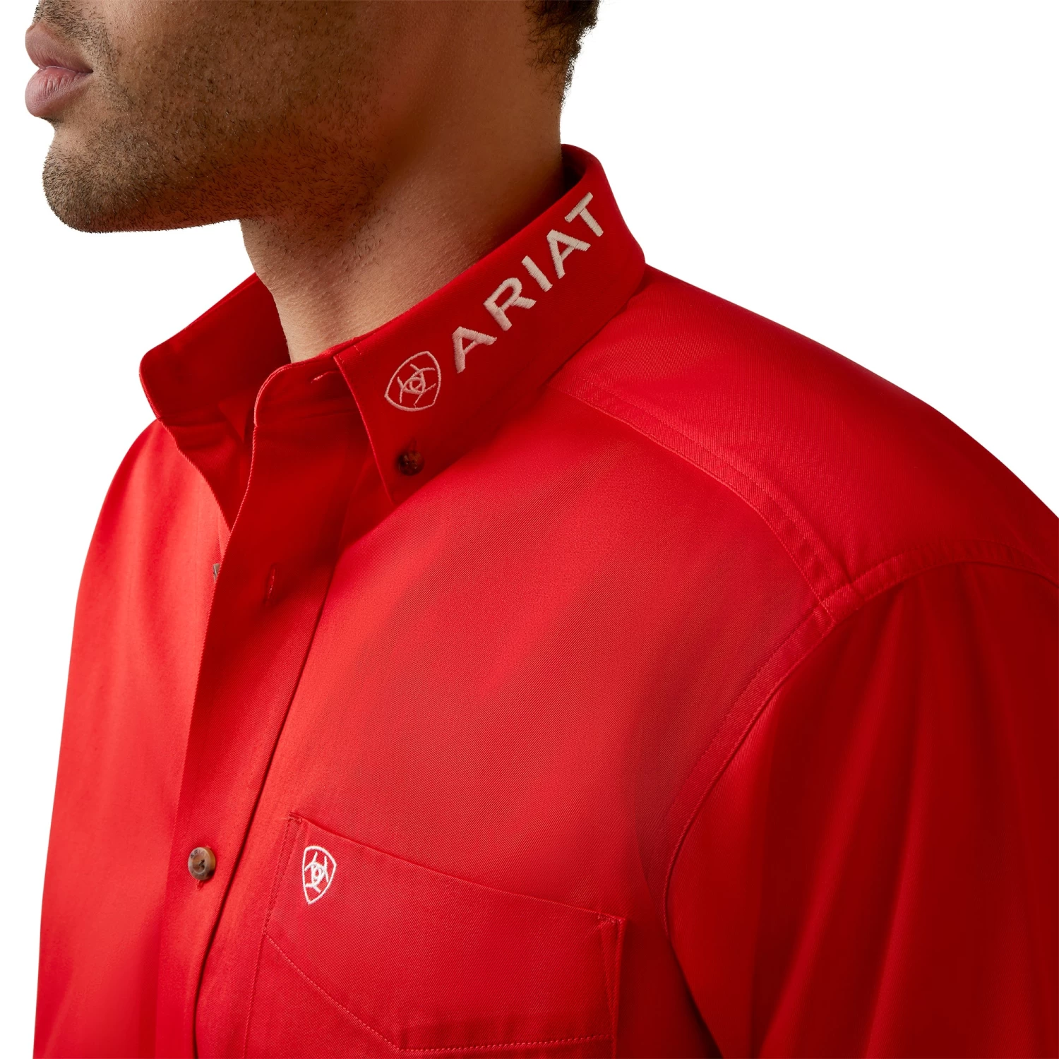 Ariat® Men's Team Logo Poppy Red Twill Button Down Shirt 10044942 6 Ariat® Men's Team Logo Poppy Red Twill Button Down Shirt 10044942 - Image 4