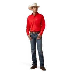 Ariat® Men's Team Logo Poppy Red Twill Button Down Shirt 10044942 9 Ariat® Men's Team Logo Poppy Red Twill Button Down Shirt 10044942 -ARIAT Cowboy Gear S23 MNS WEST 10044942 full