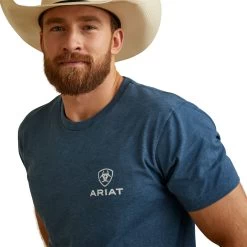 Ariat® Men's Stars Southwest Sailor Heather Blue T-Shirt 10045274 -ARIAT Cowboy Gear S23 MNS WEST 10045274 detail01