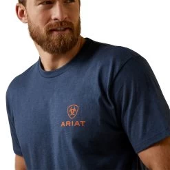 Ariat® Men's Mustang Fever Navy Heather T-Shirt 10045275 -ARIAT Cowboy Gear S23 MNS WEST 10045275 detail01