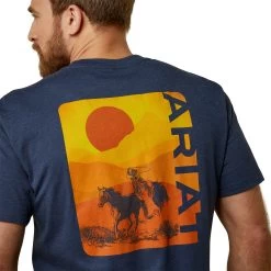 Ariat® Men's Mustang Fever Navy Heather T-Shirt 10045275 -ARIAT Cowboy Gear S23 MNS WEST 10045275 detail02