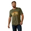 Ariat® Men's Combine Military Heather Green T-Shirt 10045277 -ARIAT Cowboy Gear S23 MNS WEST 10045277 front