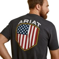 Ariat® Men's Patriot Badge Charcoal Heather T-Shirt 10045278 -ARIAT Cowboy Gear S23 MNS WEST 10045278 detail02