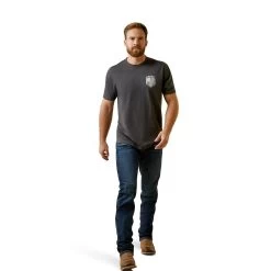 Ariat® Men's Patriot Badge Charcoal Heather T-Shirt 10045278 -ARIAT Cowboy Gear S23 MNS WEST 10045278 full