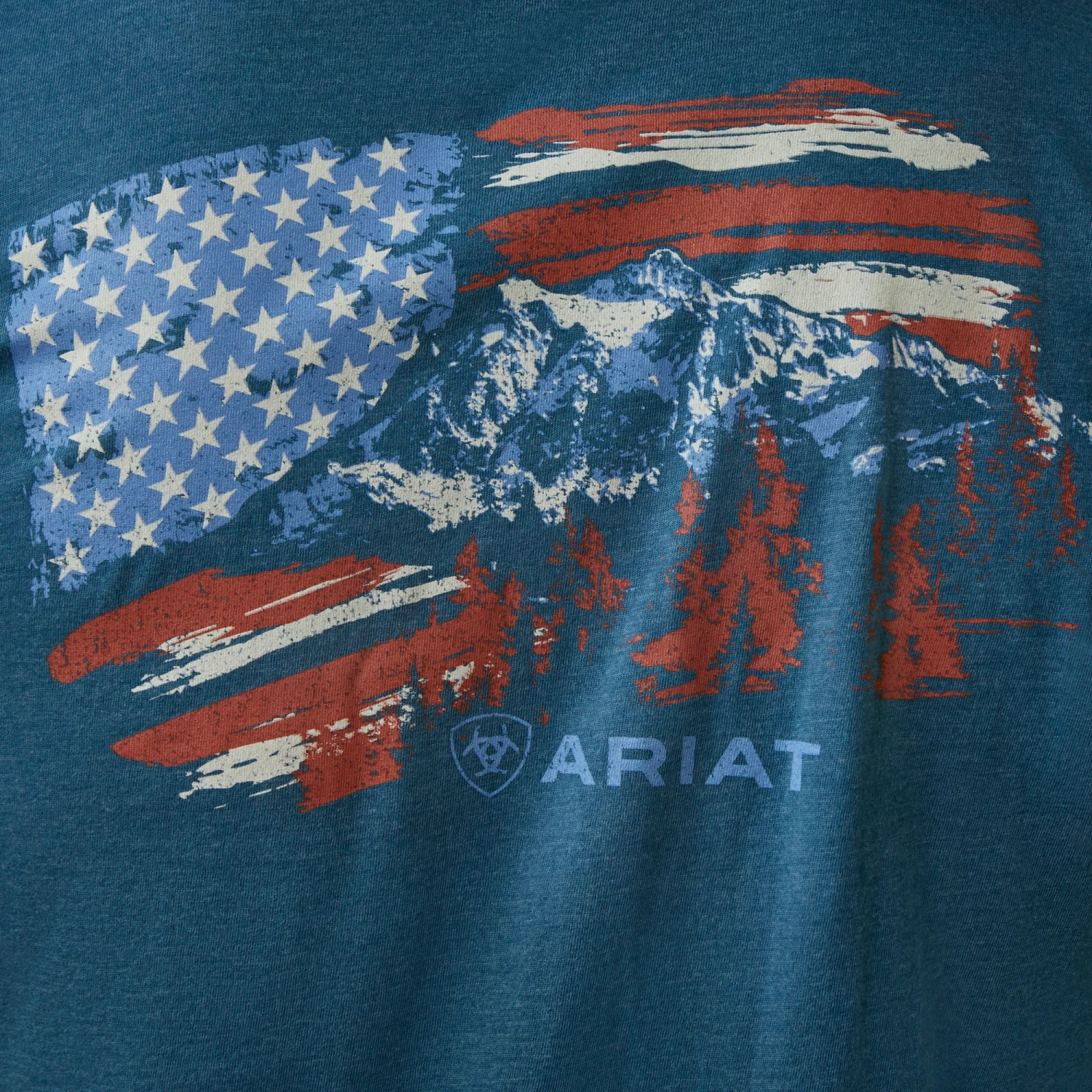 Ariat® Men's Steel Blue Mountain Flag Graphic T-Shirt 10045279 6 Ariat® Men's Steel Blue Mountain Flag Graphic T-Shirt 10045279 - Image 4