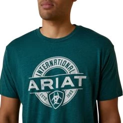 Ariat® Men's Dark Teal Heather Center Fire Graphic T-Shirt 10045284 -ARIAT Cowboy Gear S23 MNS WEST 10045284 detail01