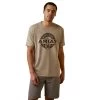 Ariat® Men's Oatmeal Heather Center Fire Graphic T-Shirt 10045285 -ARIAT Cowboy Gear S23 MNS WEST 10045285 front