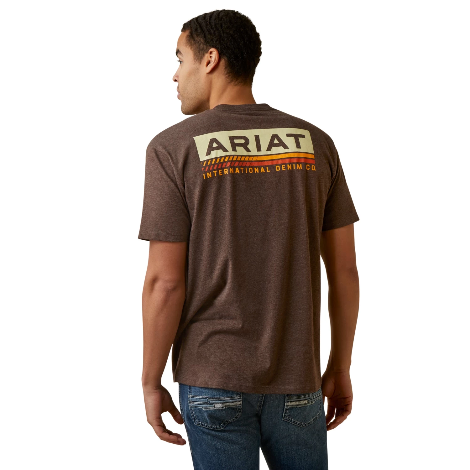 Ariat® Men's Retro Stripe Graphic Brown Heather T-Shirt 10045286 3 Ariat® Men's Retro Stripe Graphic Brown Heather T-Shirt 10045286