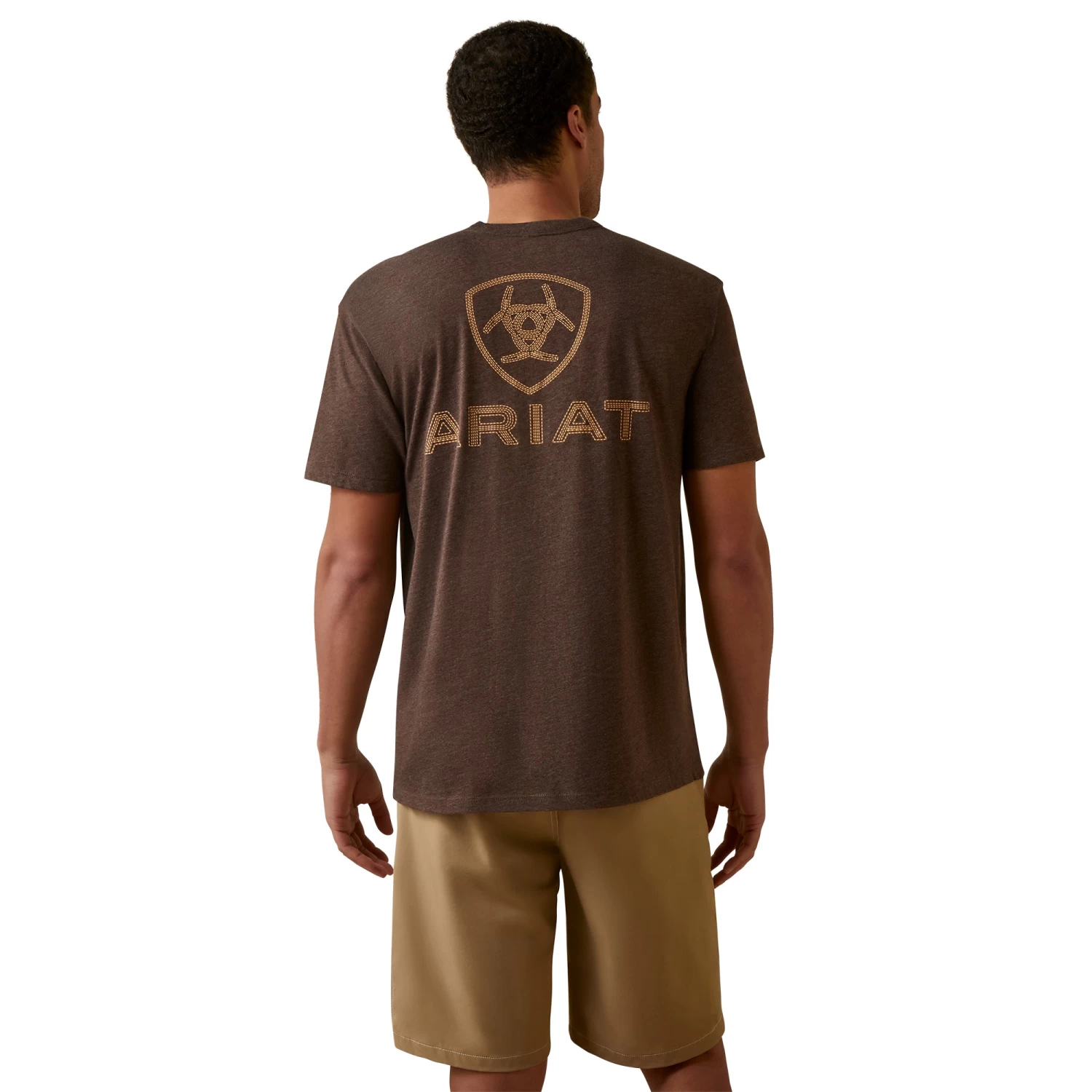 Ariat® Men's Shield Stitch Brown Heather T-Shirt 10045288 3 Ariat® Men's Shield Stitch Brown Heather T-Shirt 10045288